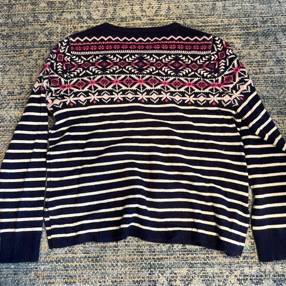 Vineyard Vines Navy and Pink Fair Isle Striped Sweater - Size L - Picture 3 of 4